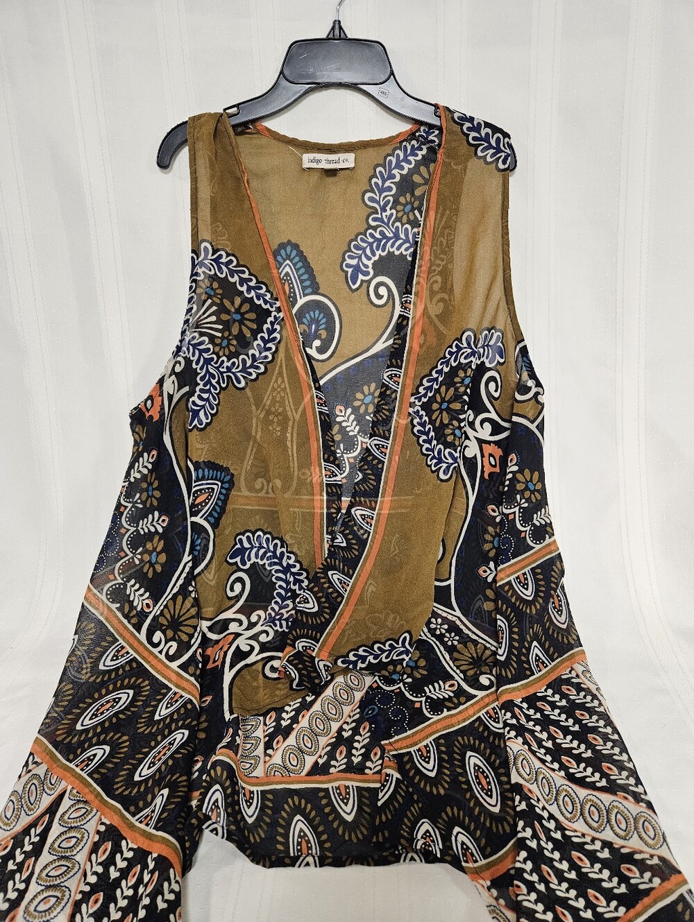 Paisley Print Kimono Style Sleeveless Top - Multicolor